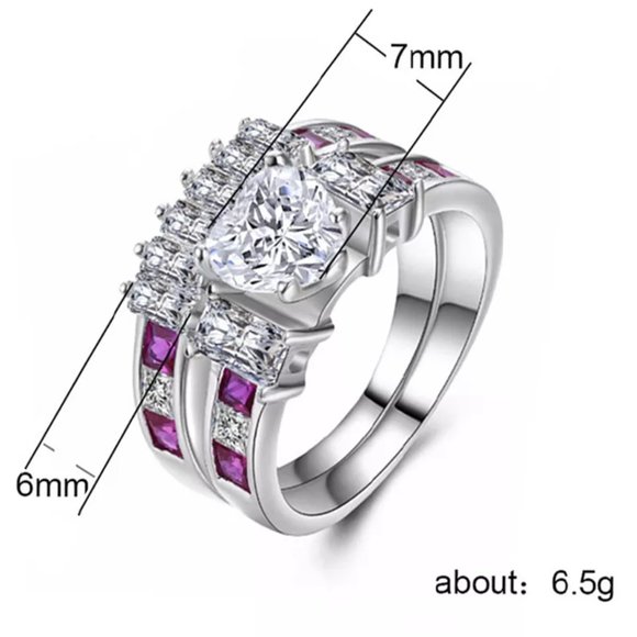 💎925 Silver Plated Beautiful Heart Shaped CZ Women Ring, MLNN1016 - Picture 3 of 5